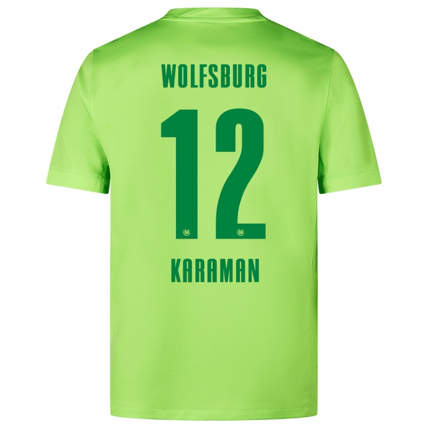 Kandiny Homme Maillot Tarik Karaman #12 Vert Fluo Tenues Domicile 2024/25 T-Shirt