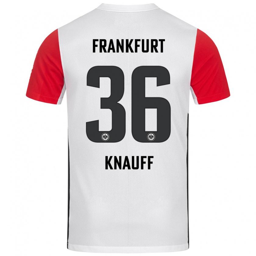 Kandiny Homme Maillot Ansgar Knauff #36 Blanc Rouge Tenues Domicile 2024/25 T-Shirt