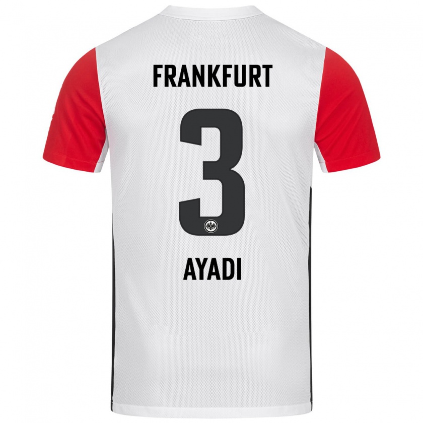 Kandiny Homme Maillot Akram Ayadi #3 Blanc Rouge Tenues Domicile 2024/25 T-Shirt