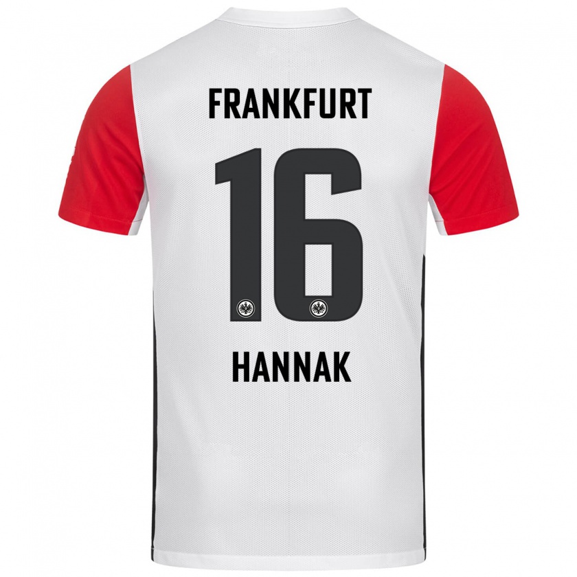 Kandiny Homme Maillot Tim Hannak #16 Blanc Rouge Tenues Domicile 2024/25 T-Shirt