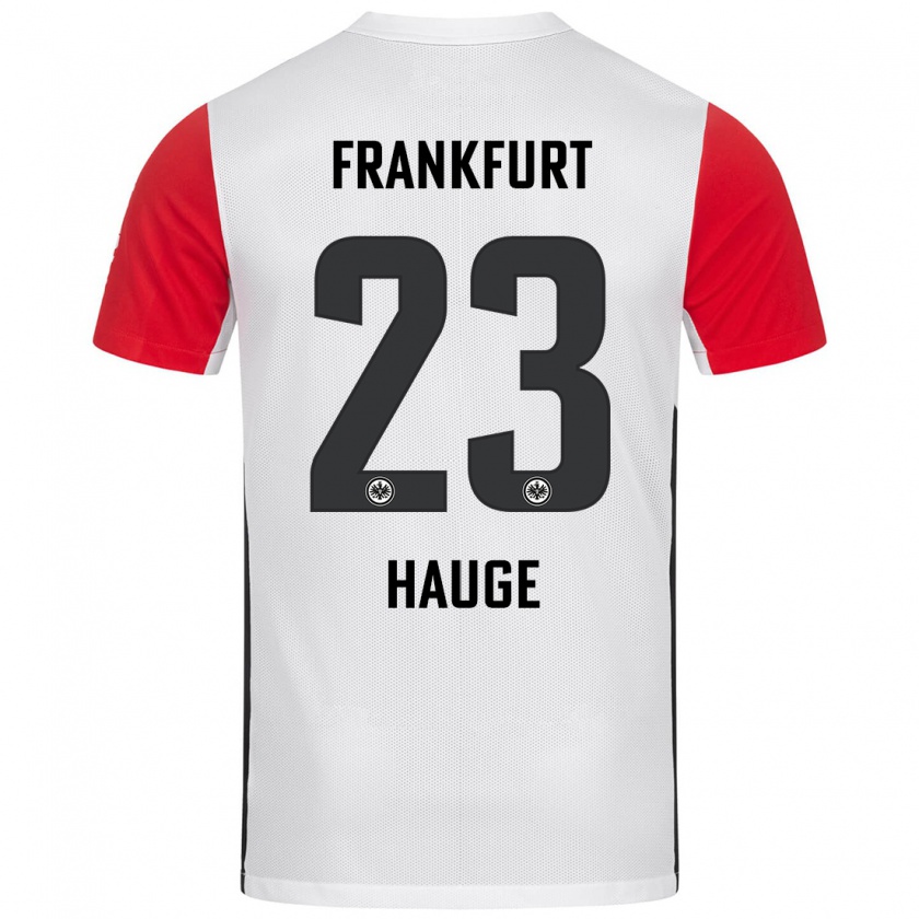 Kandiny Homme Maillot Jens Petter Hauge #23 Blanc Rouge Tenues Domicile 2024/25 T-Shirt