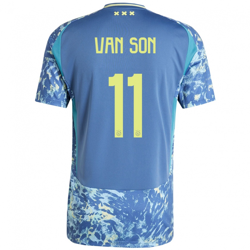 Kandiny Homme Maillot Daniël Van Son #11 Gris Bleu Jaune Tenues Extérieur 2024/25 T-Shirt