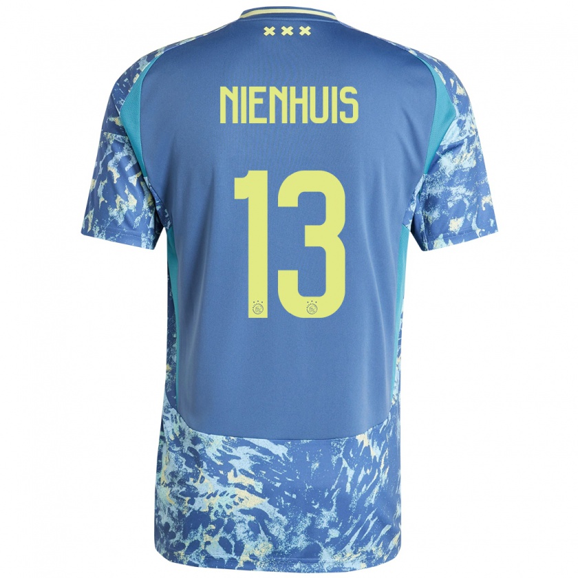 Kandiny Homme Maillot Lois Niënhuis #13 Gris Bleu Jaune Tenues Extérieur 2024/25 T-Shirt