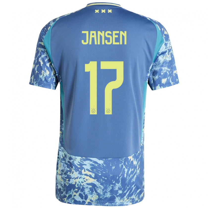 Kandiny Homme Maillot Bente Jansen #17 Gris Bleu Jaune Tenues Extérieur 2024/25 T-Shirt