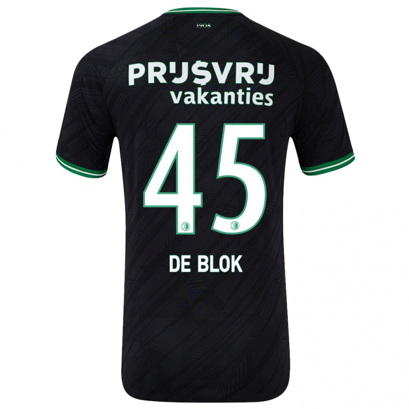 Kandiny Homme Maillot Lars De Blok #45 Noir Vert Tenues Extérieur 2024/25 T-Shirt