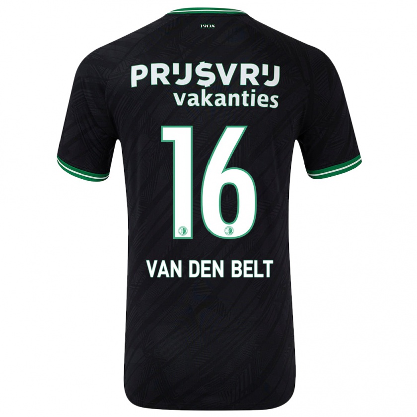 Kandiny Homme Maillot Thomas Van Den Belt #16 Noir Vert Tenues Extérieur 2024/25 T-Shirt