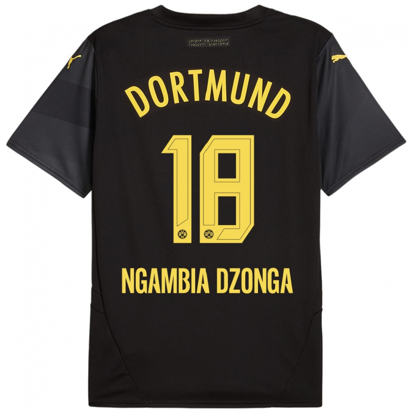 Kandiny Homme Maillot Diego Ngambia #18 Noir Jaune Tenues Extérieur 2024/25 T-Shirt