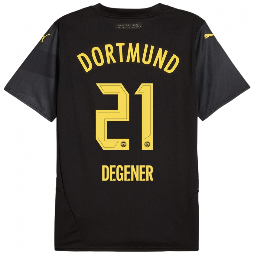 Kandiny Homme Maillot Tim Degener #21 Noir Jaune Tenues Extérieur 2024/25 T-Shirt