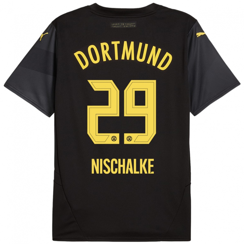 Kandiny Homme Maillot Jermain Nischalke #29 Noir Jaune Tenues Extérieur 2024/25 T-Shirt