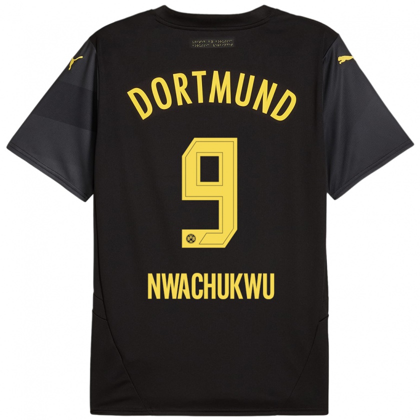 Kandiny Homme Maillot Isaak Nwachukwu #9 Noir Jaune Tenues Extérieur 2024/25 T-Shirt