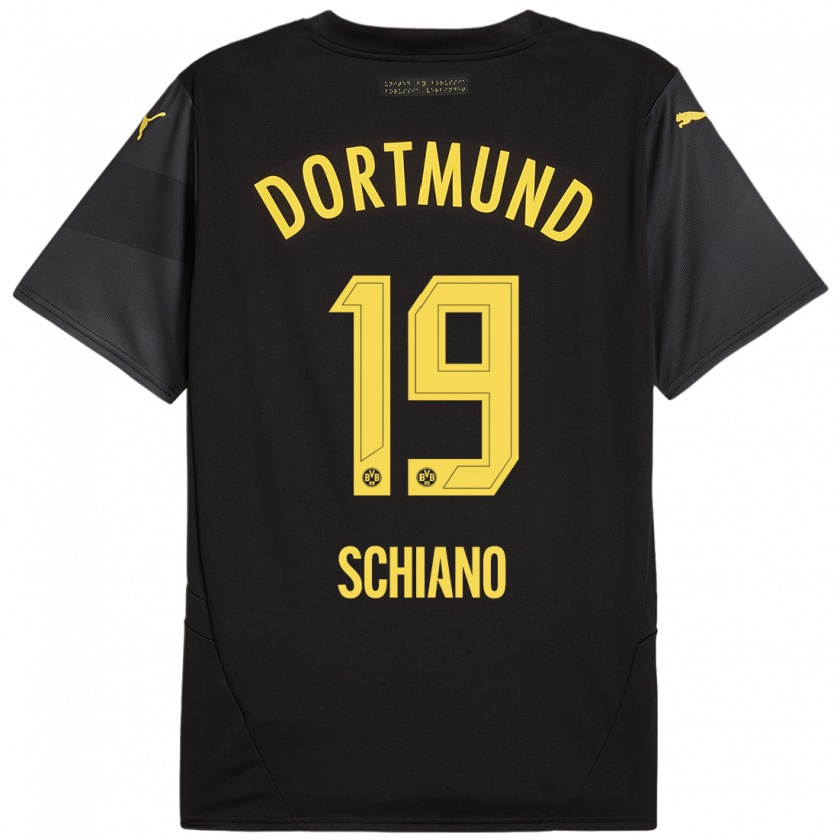 Kandiny Homme Maillot Emilio Schiano #19 Noir Jaune Tenues Extérieur 2024/25 T-Shirt