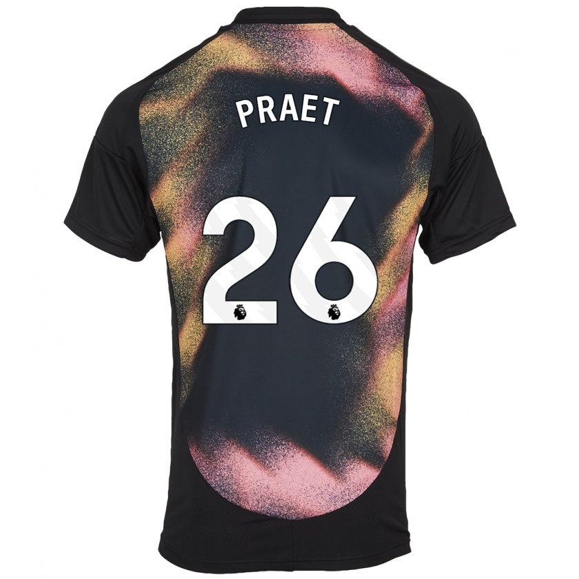 Kandiny Homme Maillot Dennis Praet #26 Noir Blanc Tenues Extérieur 2024/25 T-Shirt