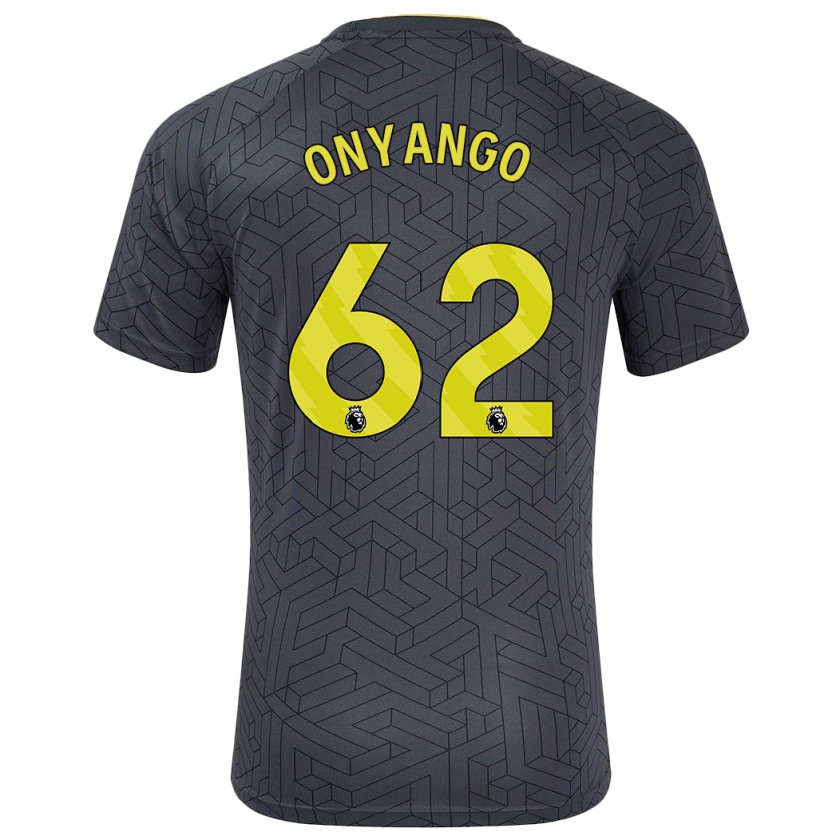 Kandiny Homme Maillot Tyler Onyango #62 Noir Jaune Tenues Extérieur 2024/25 T-Shirt