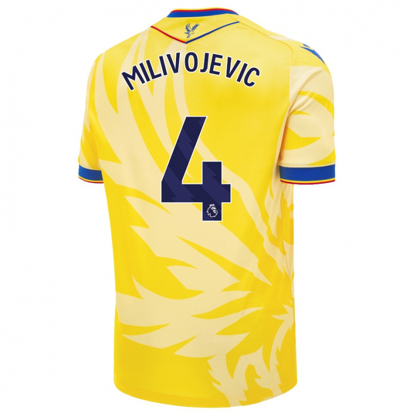 Kandiny Homme Maillot Luka Milivojevic #4 Jaune Tenues Extérieur 2024/25 T-Shirt