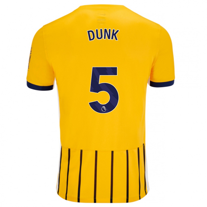 Kandiny Homme Maillot Lewis Dunk #5 Doré Bleu À Fines Rayures Tenues Extérieur 2024/25 T-Shirt