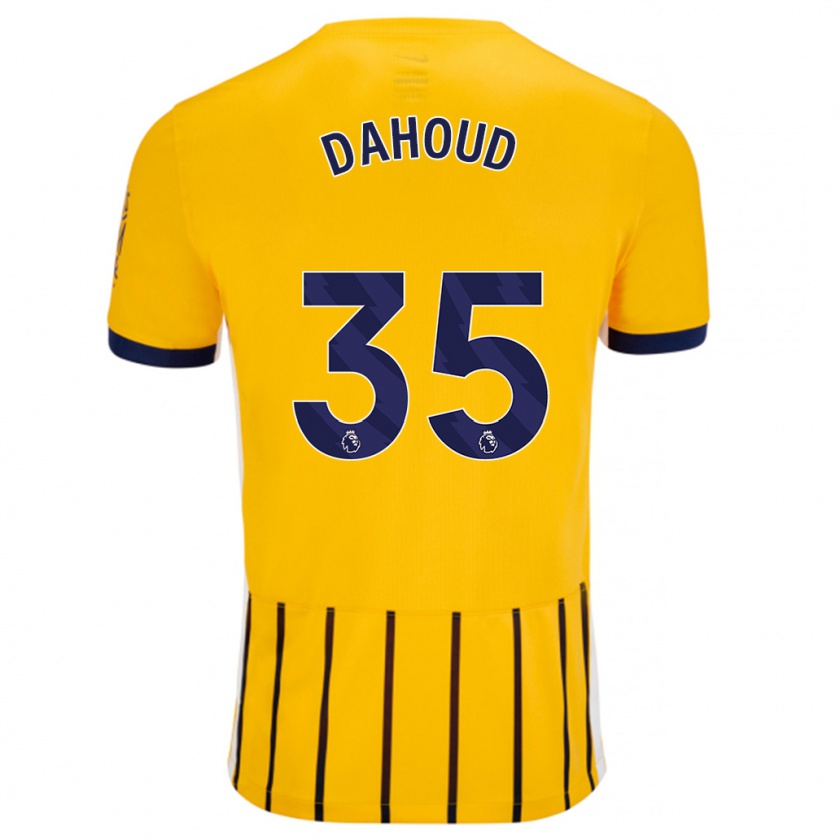 Kandiny Homme Maillot Mahmoud Dahoud #35 Doré Bleu À Fines Rayures Tenues Extérieur 2024/25 T-Shirt