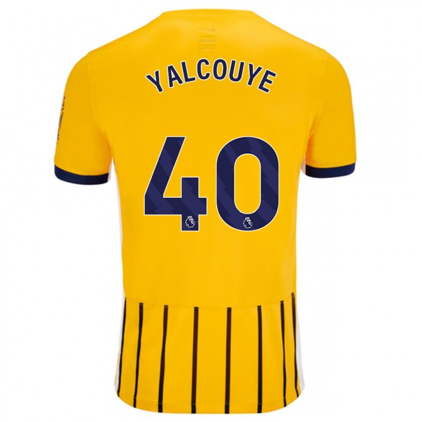 Kandiny Homme Maillot Malick Junior Yalcouyé #40 Doré Bleu À Fines Rayures Tenues Extérieur 2024/25 T-Shirt