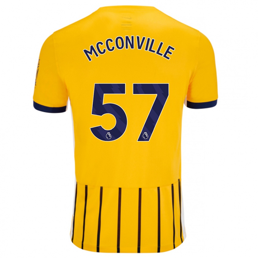 Kandiny Homme Maillot Ruairi Mcconville #57 Doré Bleu À Fines Rayures Tenues Extérieur 2024/25 T-Shirt