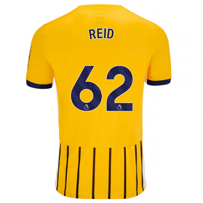 Kandiny Homme Maillot Tommy Reid #62 Doré Bleu À Fines Rayures Tenues Extérieur 2024/25 T-Shirt