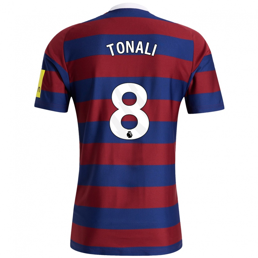 Kandiny Homme Maillot Sandro Tonali #8 Bordeaux Bleu Marine Tenues Extérieur 2024/25 T-Shirt