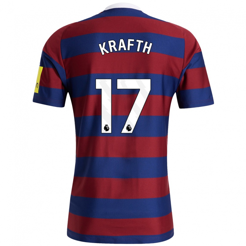 Kandiny Homme Maillot Emil Krafth #17 Bordeaux Bleu Marine Tenues Extérieur 2024/25 T-Shirt