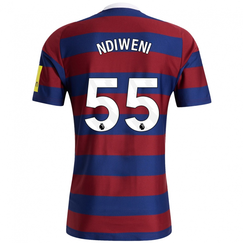 Kandiny Homme Maillot Michael Ndiweni #55 Bordeaux Bleu Marine Tenues Extérieur 2024/25 T-Shirt