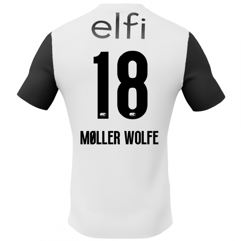 Kandiny Homme Maillot David Møller Wolfe #18 Blanc Noir Tenues Extérieur 2024/25 T-Shirt