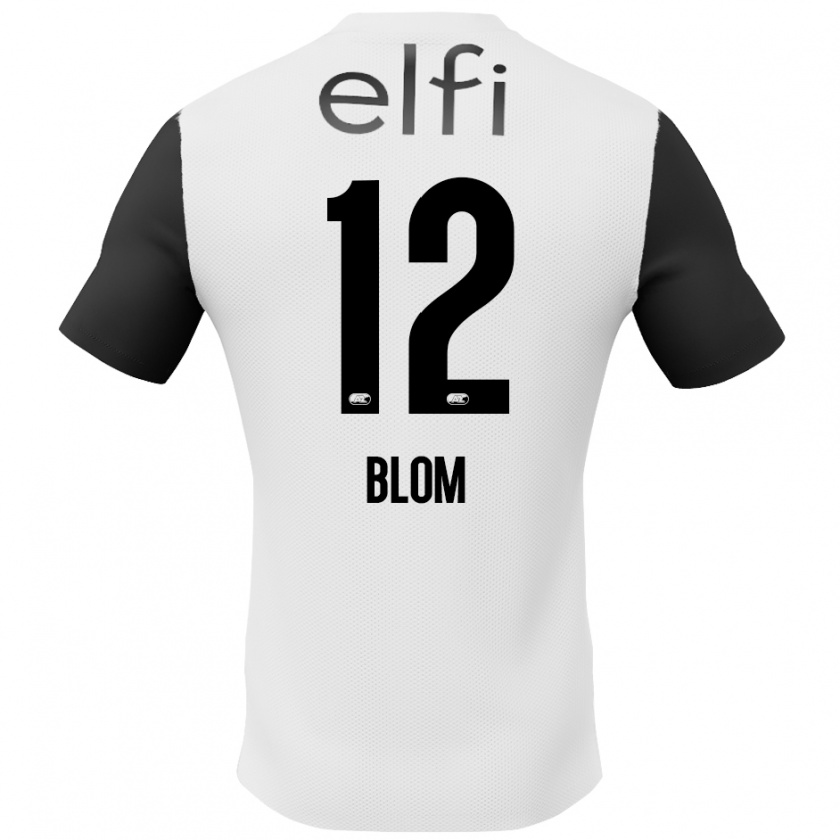 Kandiny Homme Maillot Robin Blom #12 Blanc Noir Tenues Extérieur 2024/25 T-Shirt