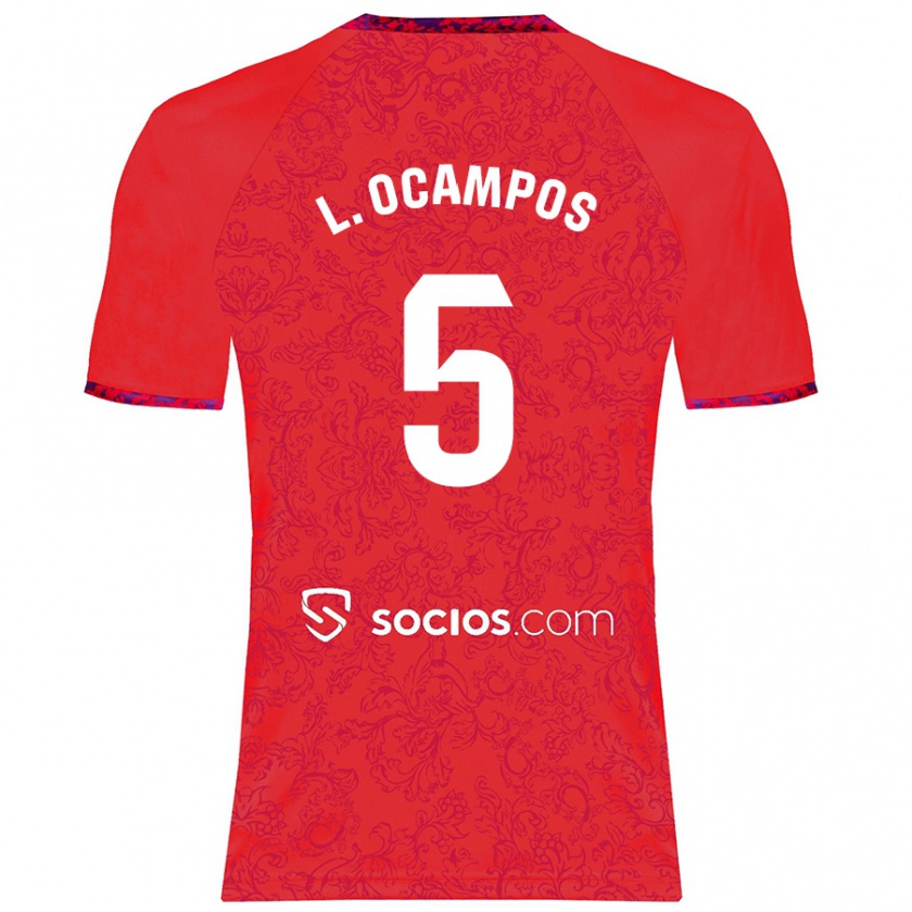 Kandiny Homme Maillot Lucas Ocampos #5 Rouge Tenues Extérieur 2024/25 T-Shirt