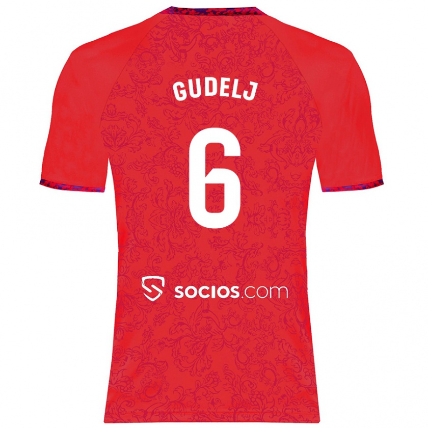 Kandiny Homme Maillot Nemanja Gudelj #6 Rouge Tenues Extérieur 2024/25 T-Shirt