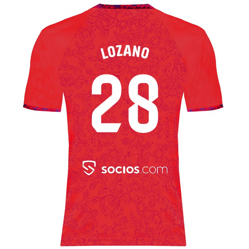 Kandiny Homme Maillot Elena Lozano #28 Rouge Tenues Extérieur 2024/25 T-Shirt