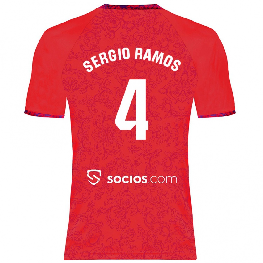 Kandiny Homme Maillot Sergio Ramos #4 Rouge Tenues Extérieur 2024/25 T-Shirt