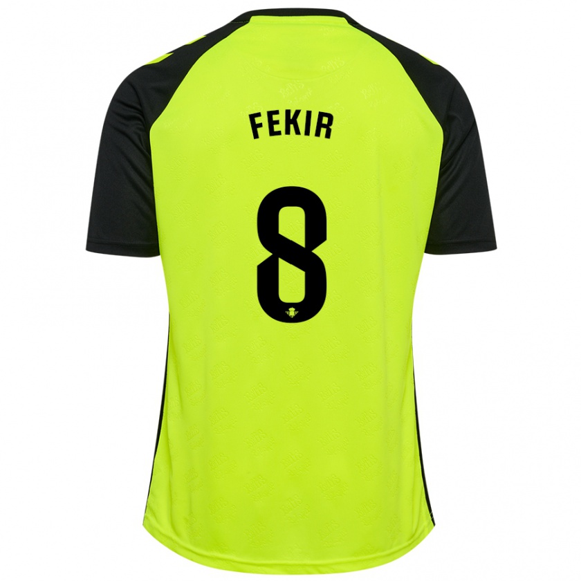 Kandiny Homme Maillot Nabil Fekir #8 Jaune Fluo Noir Tenues Extérieur 2024/25 T-Shirt