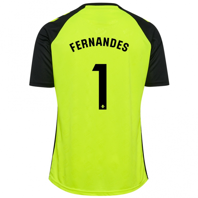 Kandiny Homme Maillot Guilherme Fernandes #1 Jaune Fluo Noir Tenues Extérieur 2024/25 T-Shirt