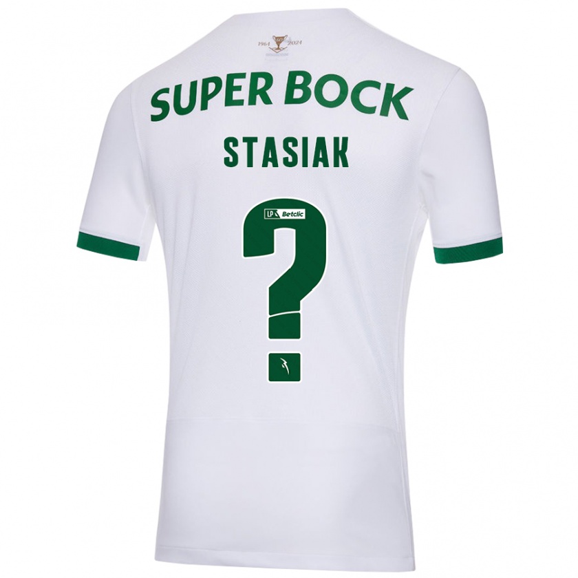 Kandiny Homme Maillot Jakub Stasiak #0 Blanc Vert Tenues Extérieur 2024/25 T-Shirt