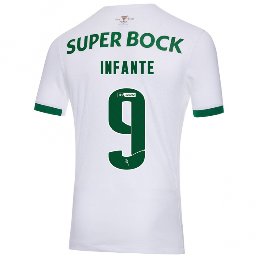 Kandiny Homme Maillot João Infante #9 Blanc Vert Tenues Extérieur 2024/25 T-Shirt