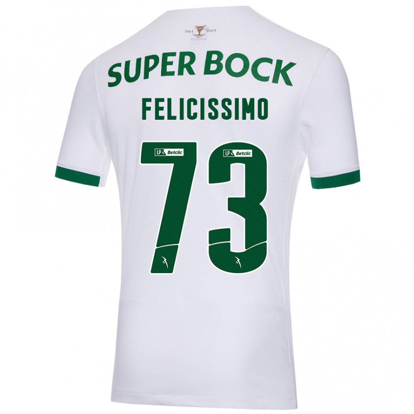 Kandiny Homme Maillot Eduardo Felicíssimo #73 Blanc Vert Tenues Extérieur 2024/25 T-Shirt