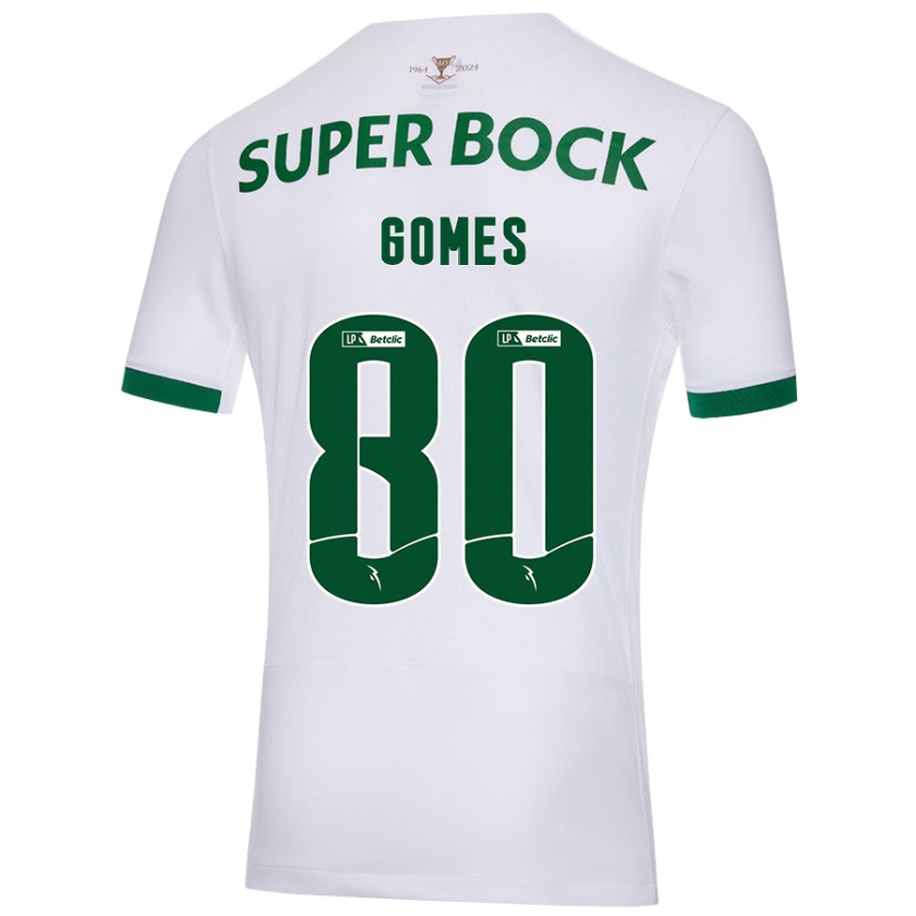 Kandiny Homme Maillot Luís Gomes #80 Blanc Vert Tenues Extérieur 2024/25 T-Shirt