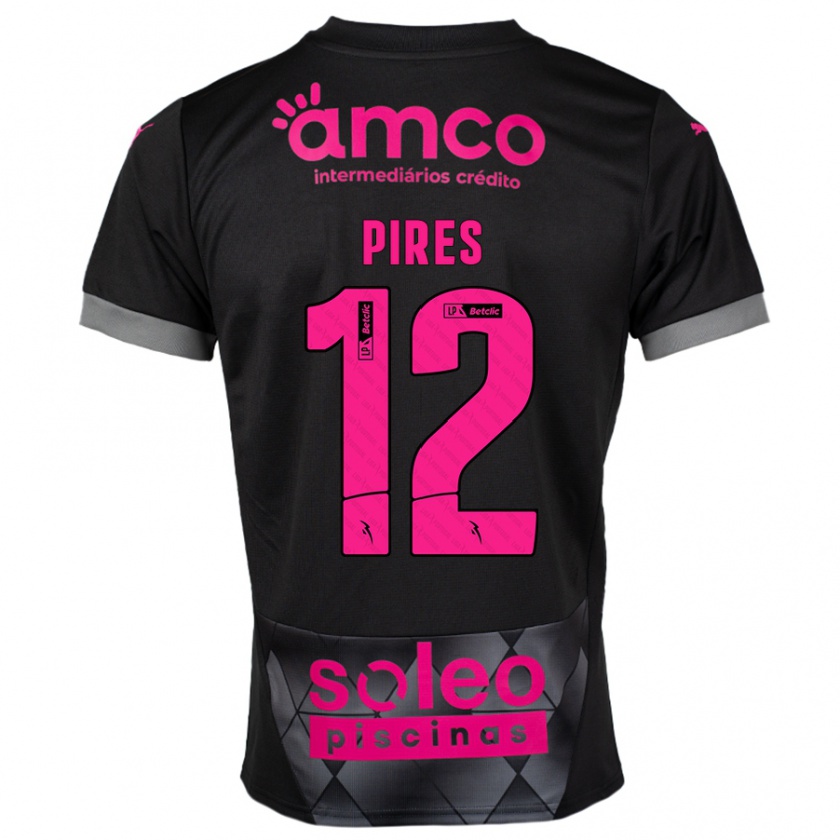 Kandiny Homme Maillot Hugo Pires #12 Noir Rose Tenues Extérieur 2024/25 T-Shirt