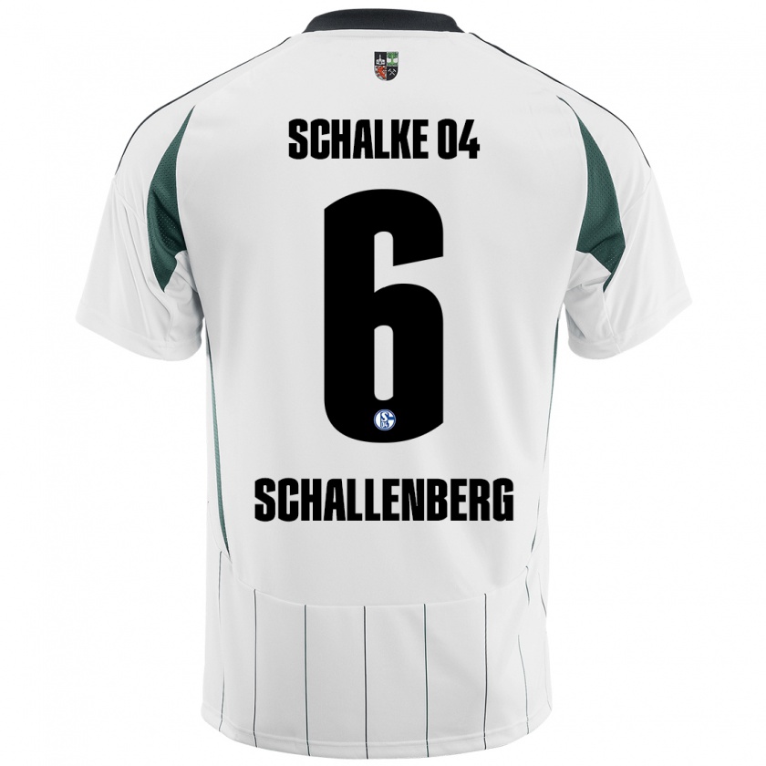 Kandiny Homme Maillot Ron Schallenberg #6 Blanc Vert Tenues Extérieur 2024/25 T-Shirt