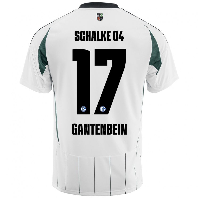 Kandiny Homme Maillot Adrian Gantenbein #17 Blanc Vert Tenues Extérieur 2024/25 T-Shirt