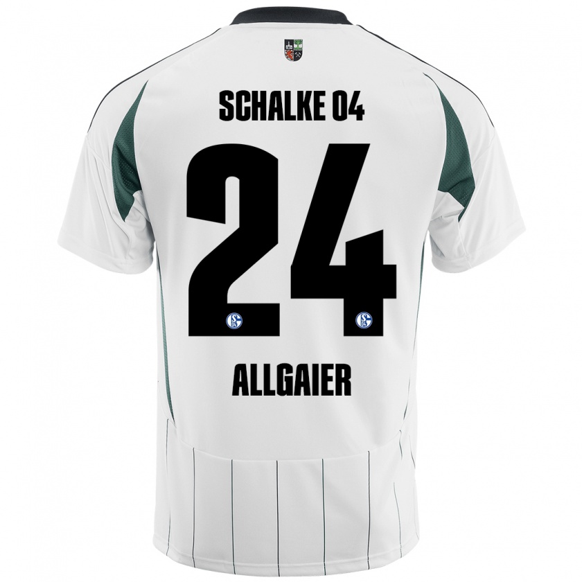 Kandiny Homme Maillot Felix Allgaier #24 Blanc Vert Tenues Extérieur 2024/25 T-Shirt