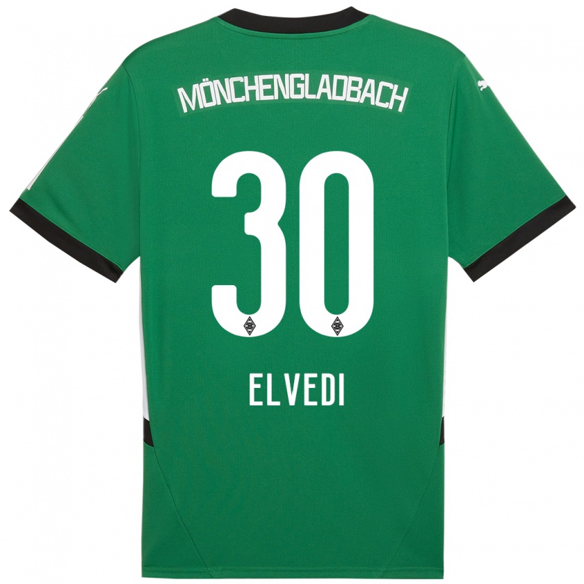 Kandiny Homme Maillot Nico Elvedi #30 Vert Blanc Tenues Extérieur 2024/25 T-Shirt