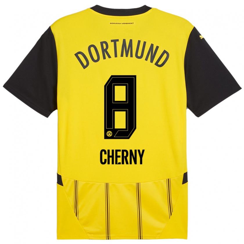 Kandiny Femme Maillot Nick Cherny #8 Jaune Noir Tenues Domicile 2024/25 T-Shirt