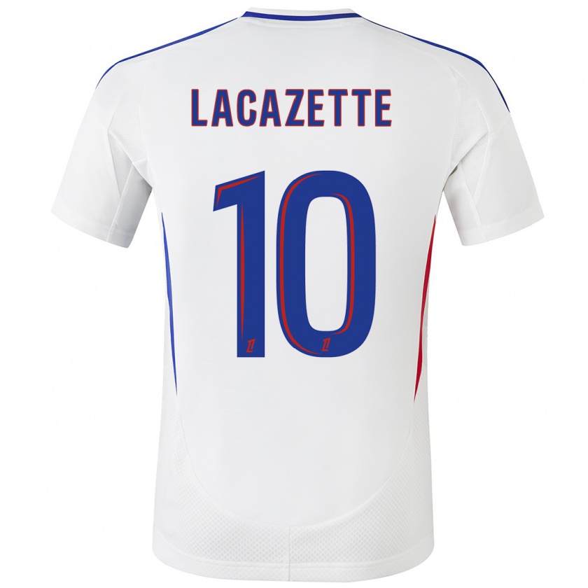 Kandiny Femme Maillot Alexandre Lacazette #10 Blanc Bleu Tenues Domicile 2024/25 T-Shirt