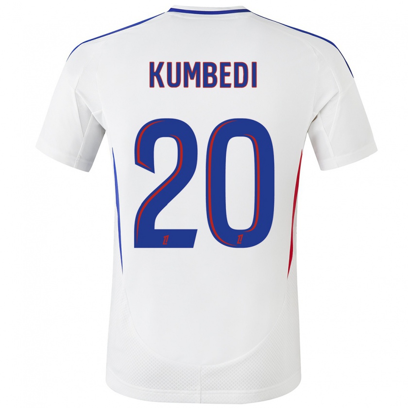 Kandiny Femme Maillot Saël Kumbedi #20 Blanc Bleu Tenues Domicile 2024/25 T-Shirt