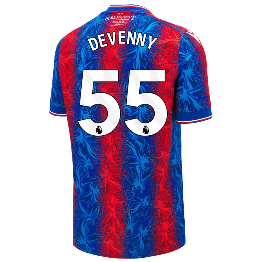 Kandiny Femme Maillot Justin Devenny #55 Rayures Rouges Et Bleues Tenues Domicile 2024/25 T-Shirt