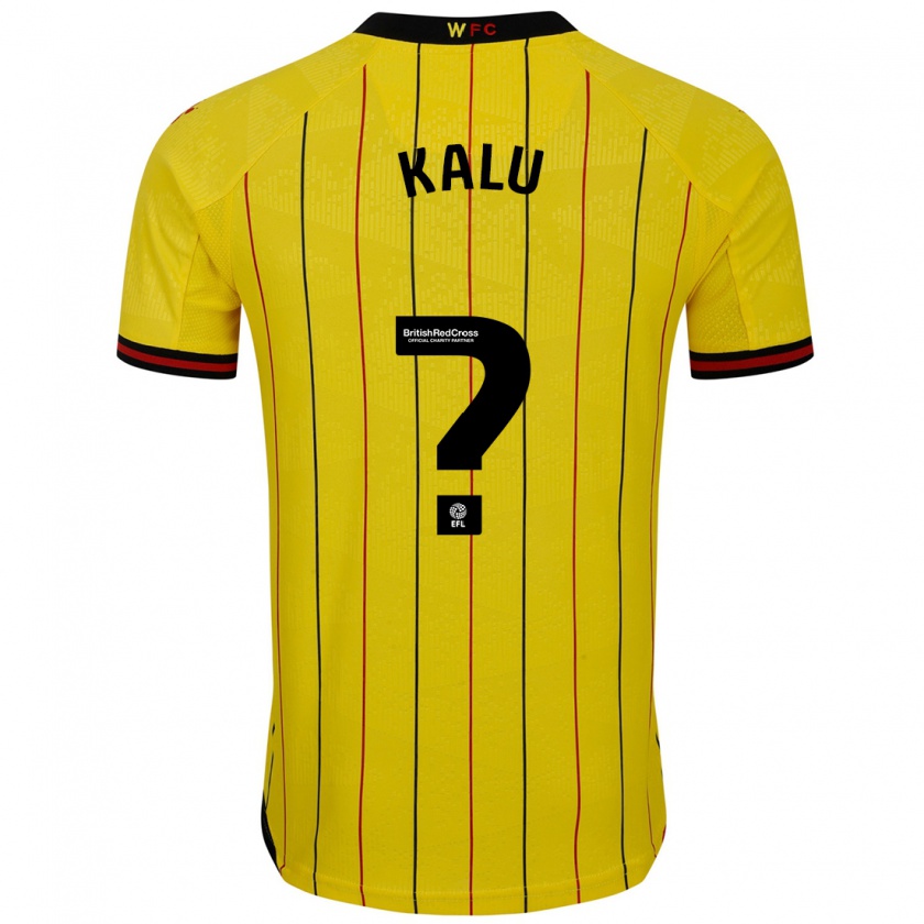 Kandiny Femme Maillot Samuel Kalu #0 Jaune Et Noir Tenues Domicile 2024/25 T-Shirt