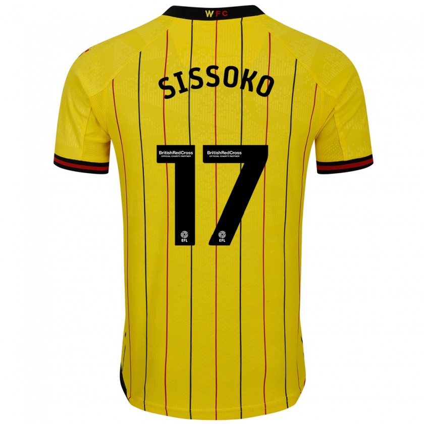 Kandiny Femme Maillot Moussa Sissoko #17 Jaune Et Noir Tenues Domicile 2024/25 T-Shirt