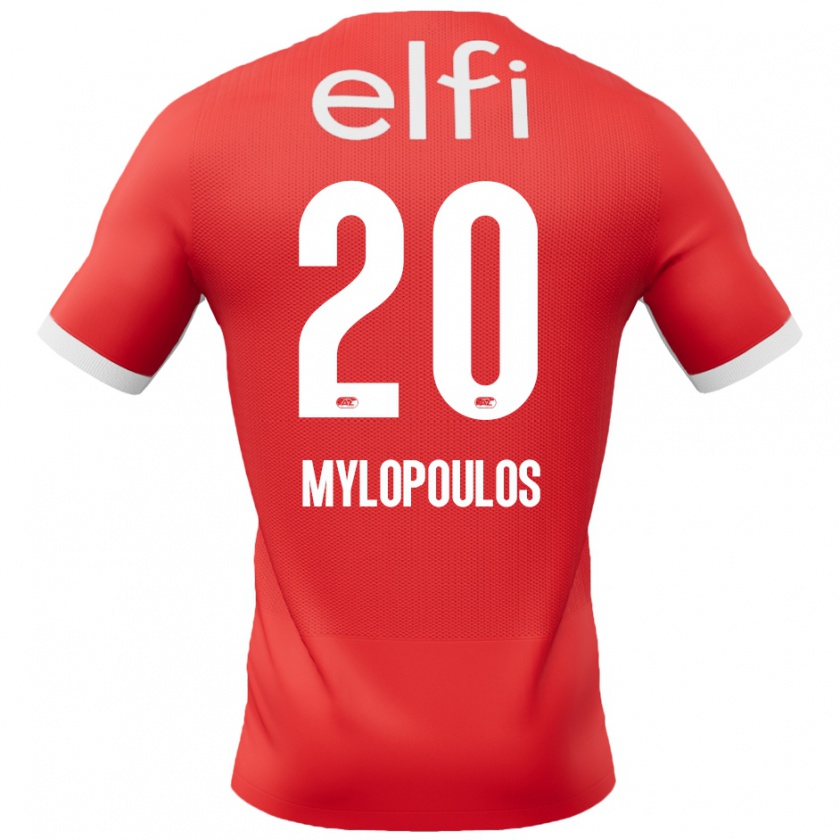 Kandiny Femme Maillot Marios Mylopoulos #20 Rouge Blanc Tenues Domicile 2024/25 T-Shirt